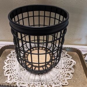 Utensils Holder Wood Black Matte Metal Grid Design Candle Kitchen Martha Stewart